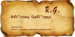Récsey Gyöngyi névjegykártya